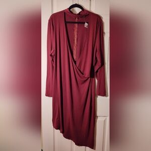 Long sleeve plus size wine color dress NWT